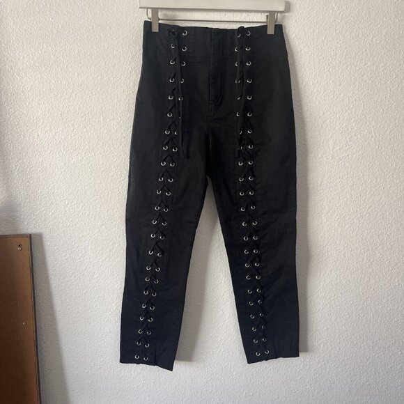 A.L.C. Pants - ALC Lace Kingsley Up Tie Front High Rise Pants Women Size 4 Black A.L.C.
